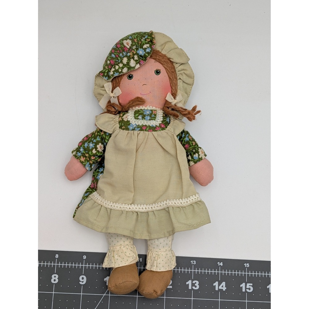 Knickerbocker Holly Hobbie Friend Amy Rag Doll Green Floral Vintage 1972 10 Inch